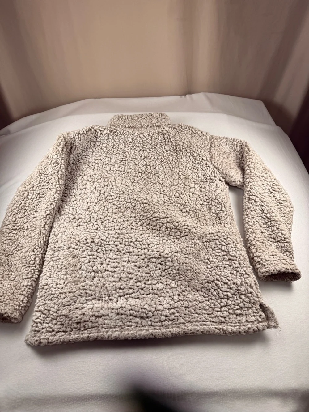 Ohio Embroidered Beige Sherpa Quarter-Zip Pullover 334